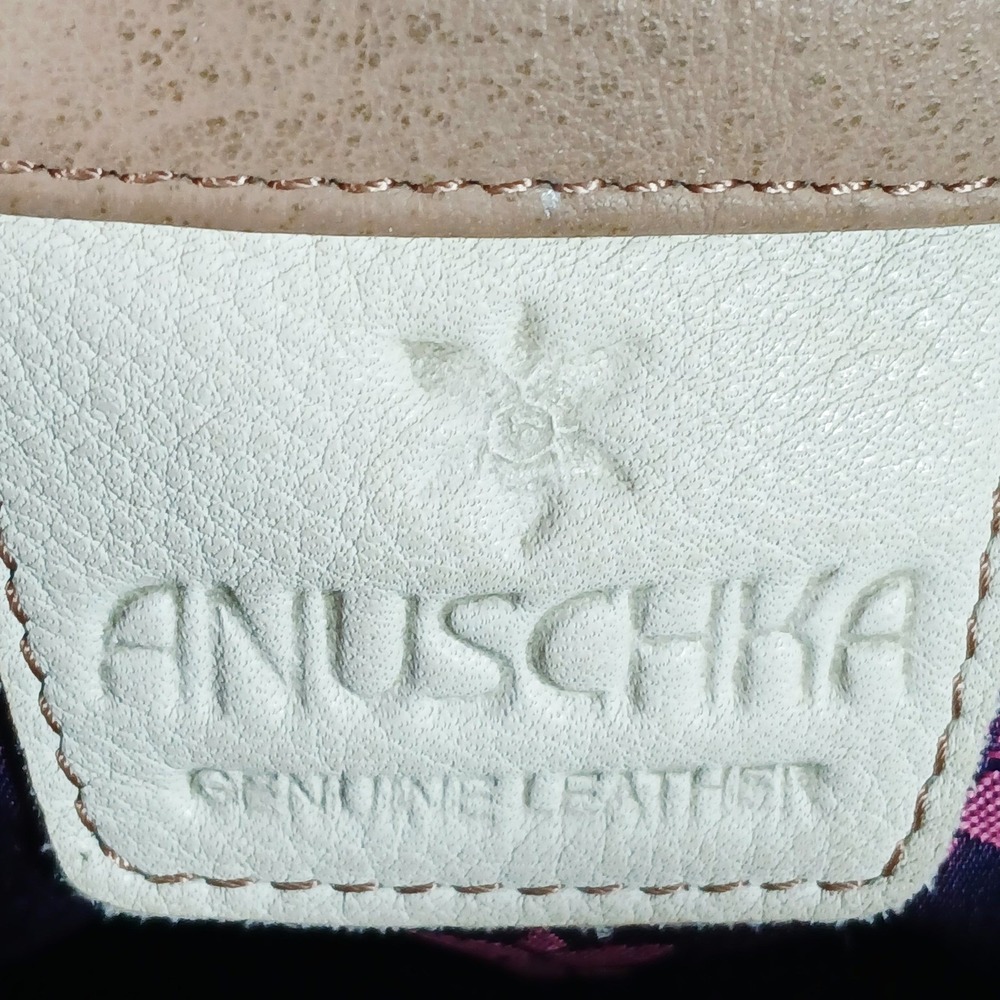Anuschka Hand Painted Leather Floral Dragonfly Crossbody Bag Tan Small - Picture 13 of 15